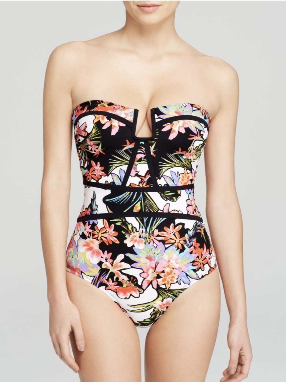 Nanette Lepore Havana Tropical Seductress One-Piece Bandeau Swimsuit - M - Picture 5 of 10